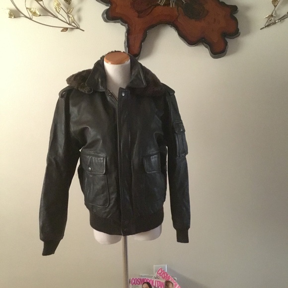 🌹HOST PICK-VINTAGE 1980sFLYING ACE STEER LEATHER G-2 BOMBER/DOUBLE LINED/SZ32 - Picture 3 of 15